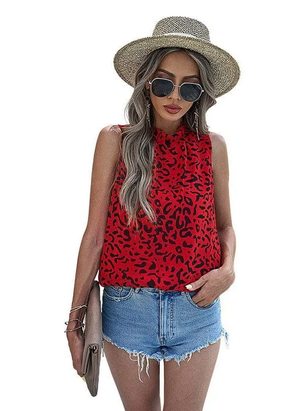 Black and White Dalmatian Print Halter Top