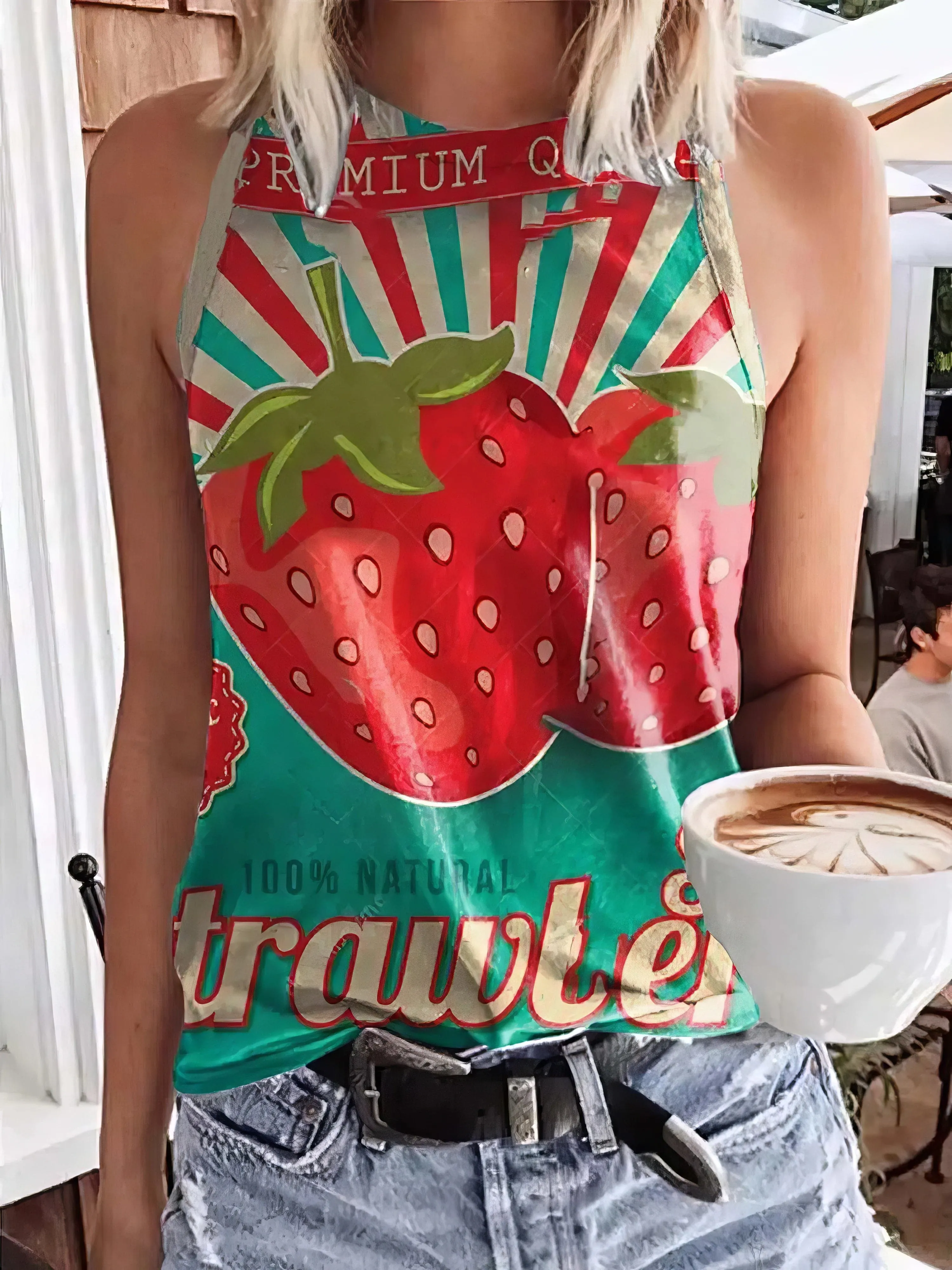Black and White Dalmatian Print Halter Top