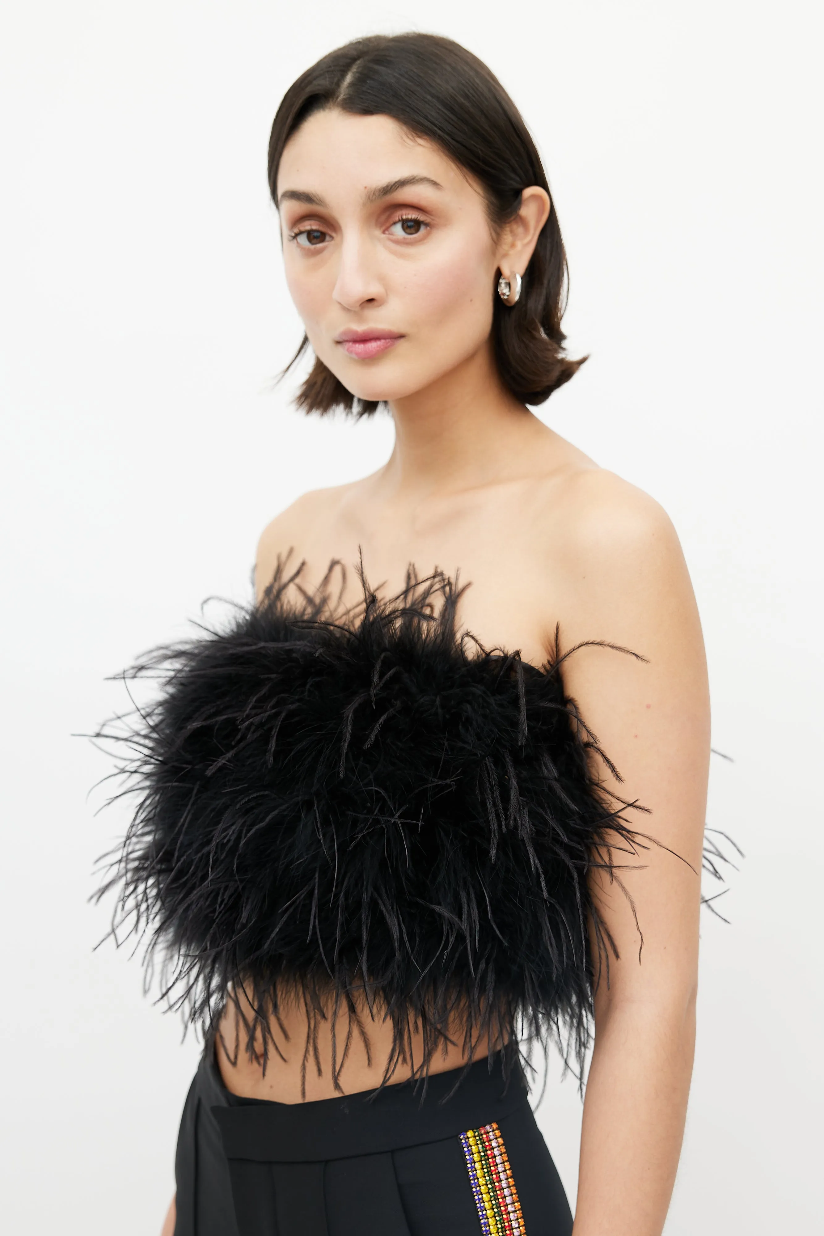 Black Feather Tube Top