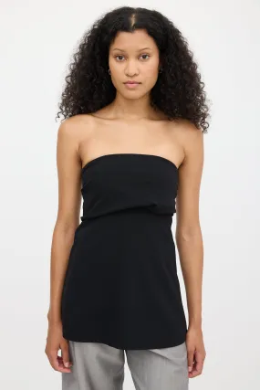 Black Wool Crepe Band Tube Top
