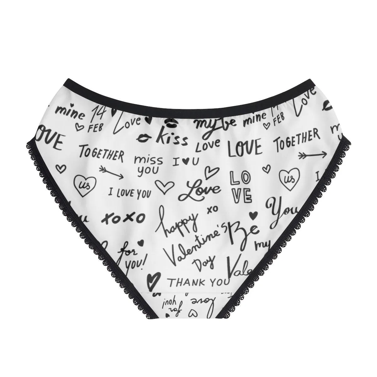 Black/wht Love Notes Bikini Underwear,Gift for Her/Girlfriend/Aunt/Birthday/Thanksgiving/Graduation/Christmas/Valentine/Halloween/Funny Gift