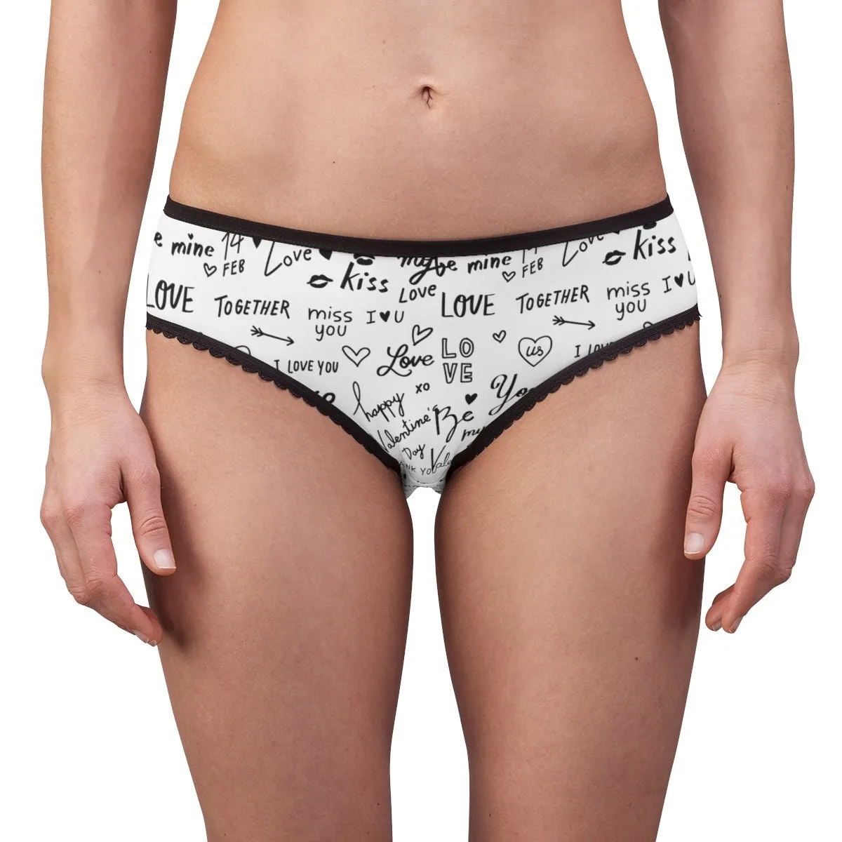 Black/wht Love Notes Bikini Underwear,Gift for Her/Girlfriend/Aunt/Birthday/Thanksgiving/Graduation/Christmas/Valentine/Halloween/Funny Gift