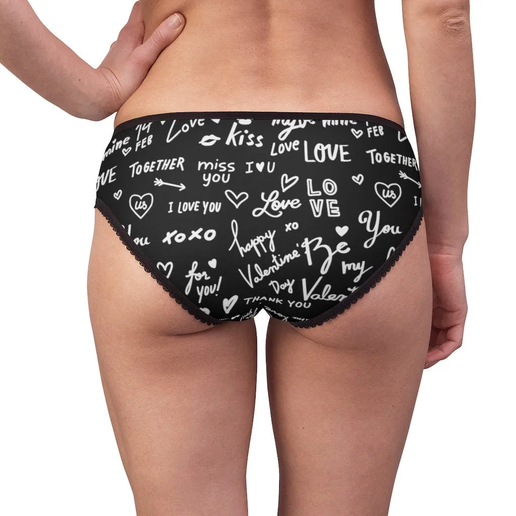 Black/wht Love Notes Bikini Underwear,Gift for Her/Girlfriend/Aunt/Birthday/Thanksgiving/Graduation/Christmas/Valentine/Halloween/Funny Gift