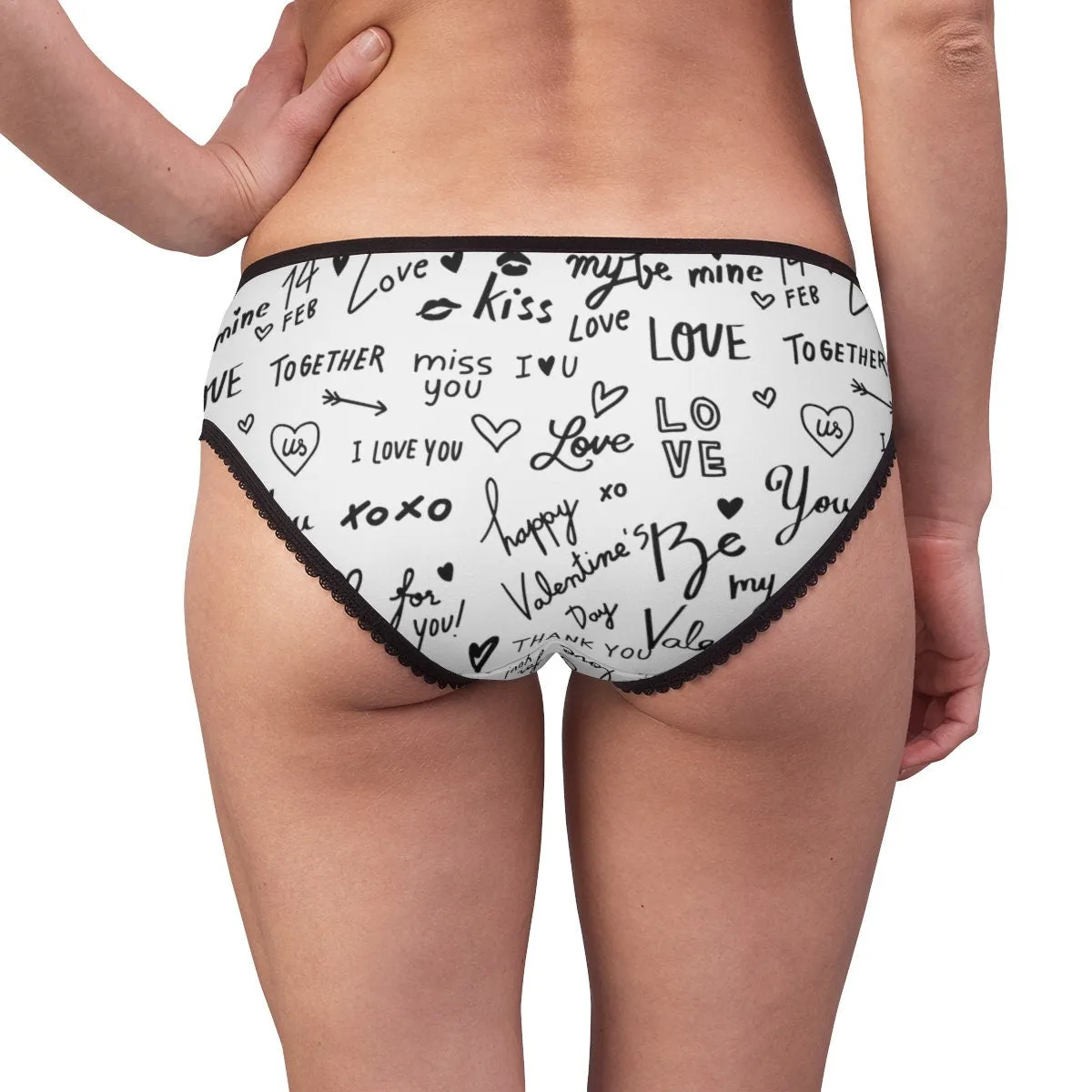 Black/wht Love Notes Bikini Underwear,Gift for Her/Girlfriend/Aunt/Birthday/Thanksgiving/Graduation/Christmas/Valentine/Halloween/Funny Gift