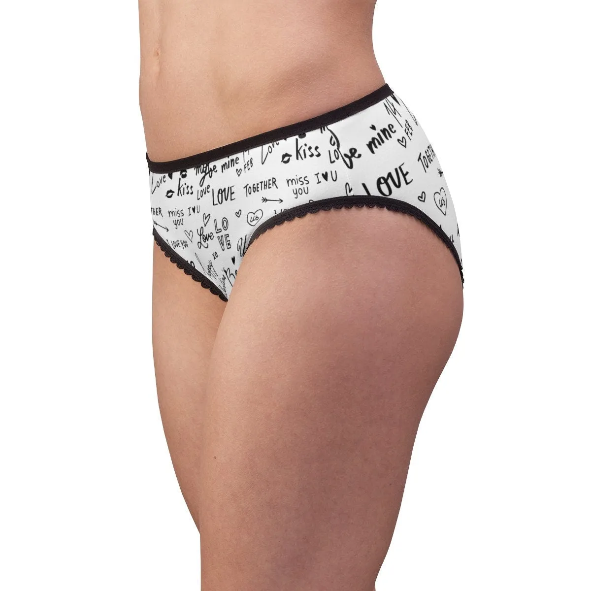 Black/wht Love Notes Bikini Underwear,Gift for Her/Girlfriend/Aunt/Birthday/Thanksgiving/Graduation/Christmas/Valentine/Halloween/Funny Gift