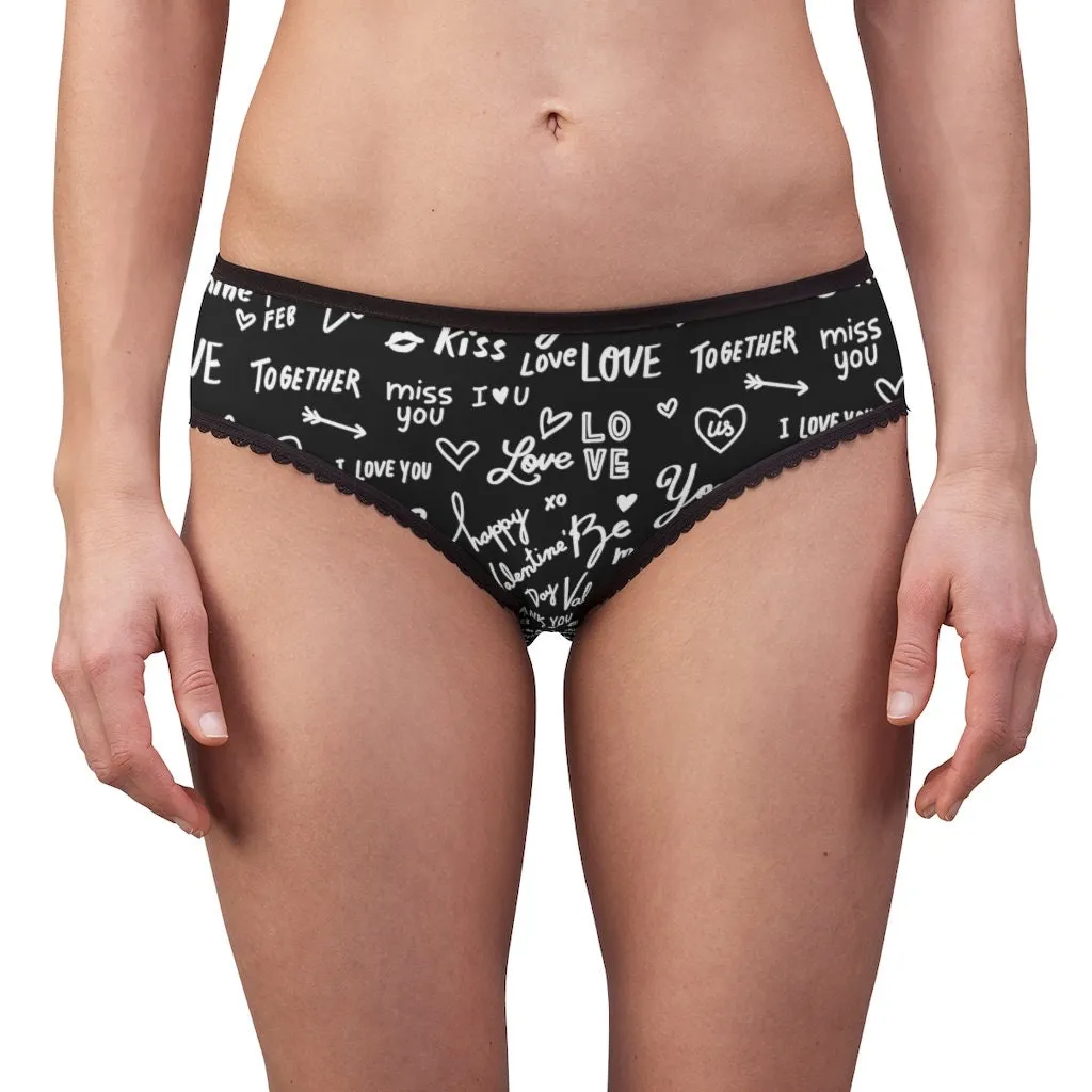 Black/wht Love Notes Bikini Underwear,Gift for Her/Girlfriend/Aunt/Birthday/Thanksgiving/Graduation/Christmas/Valentine/Halloween/Funny Gift