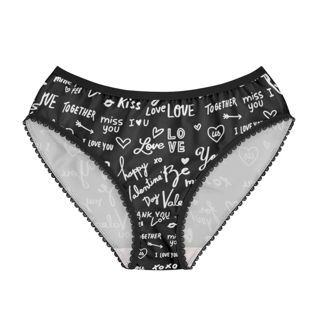 Black/wht Love Notes Bikini Underwear,Gift for Her/Girlfriend/Aunt/Birthday/Thanksgiving/Graduation/Christmas/Valentine/Halloween/Funny Gift
