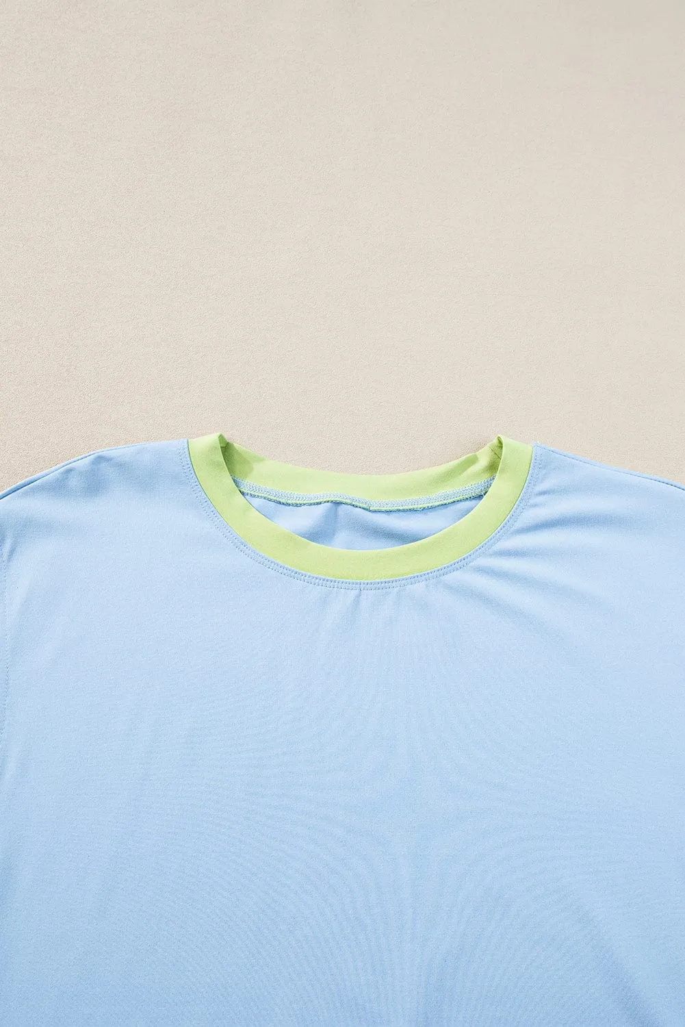 Blue Colorblock Cap Sleeve Tee and Shorts Set