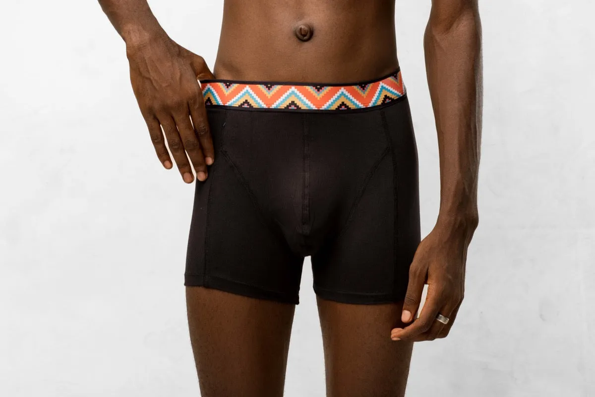 Boxer Briefs with Printed Waistband - Moisture-Wicking, Comfortable, Afro-Inspired Elastic Waistband | 95% Cotton, 5% Elastane