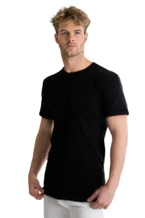 BUY ONE GIVE ONE:  RP Collections® Mens Extra Warm British Made Commando Black Thermal Underwear Short-Sleeved Vest
