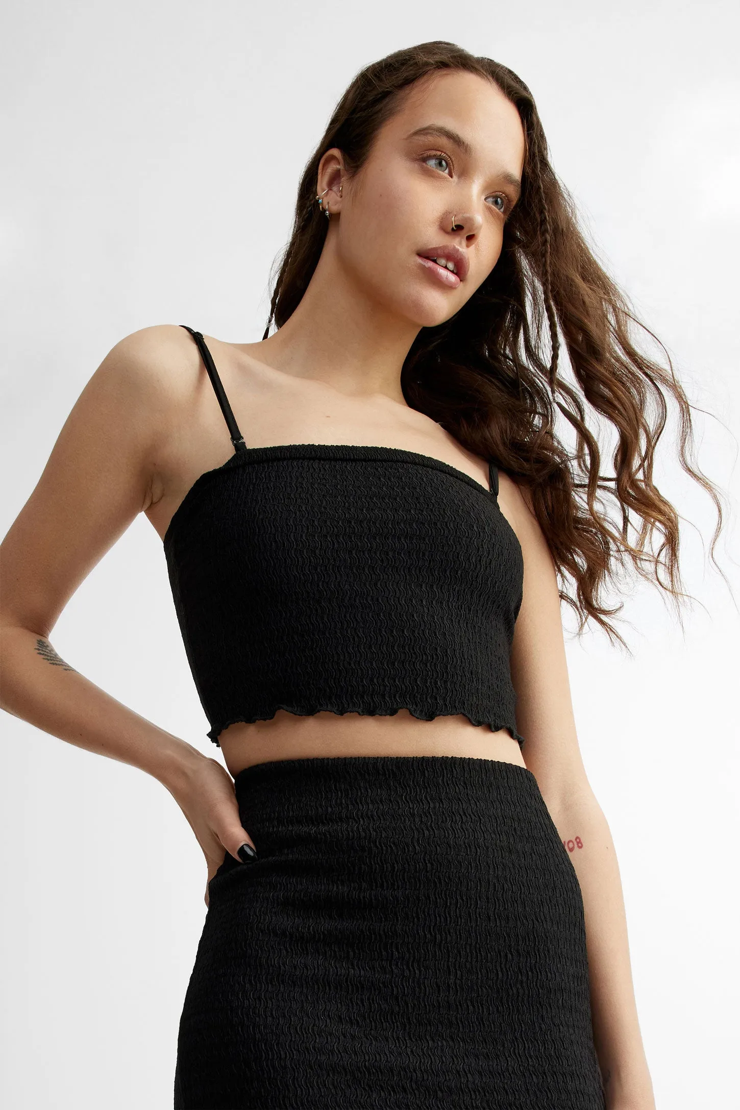 Camisole tube bretelles fines coupe écourtée - Femme