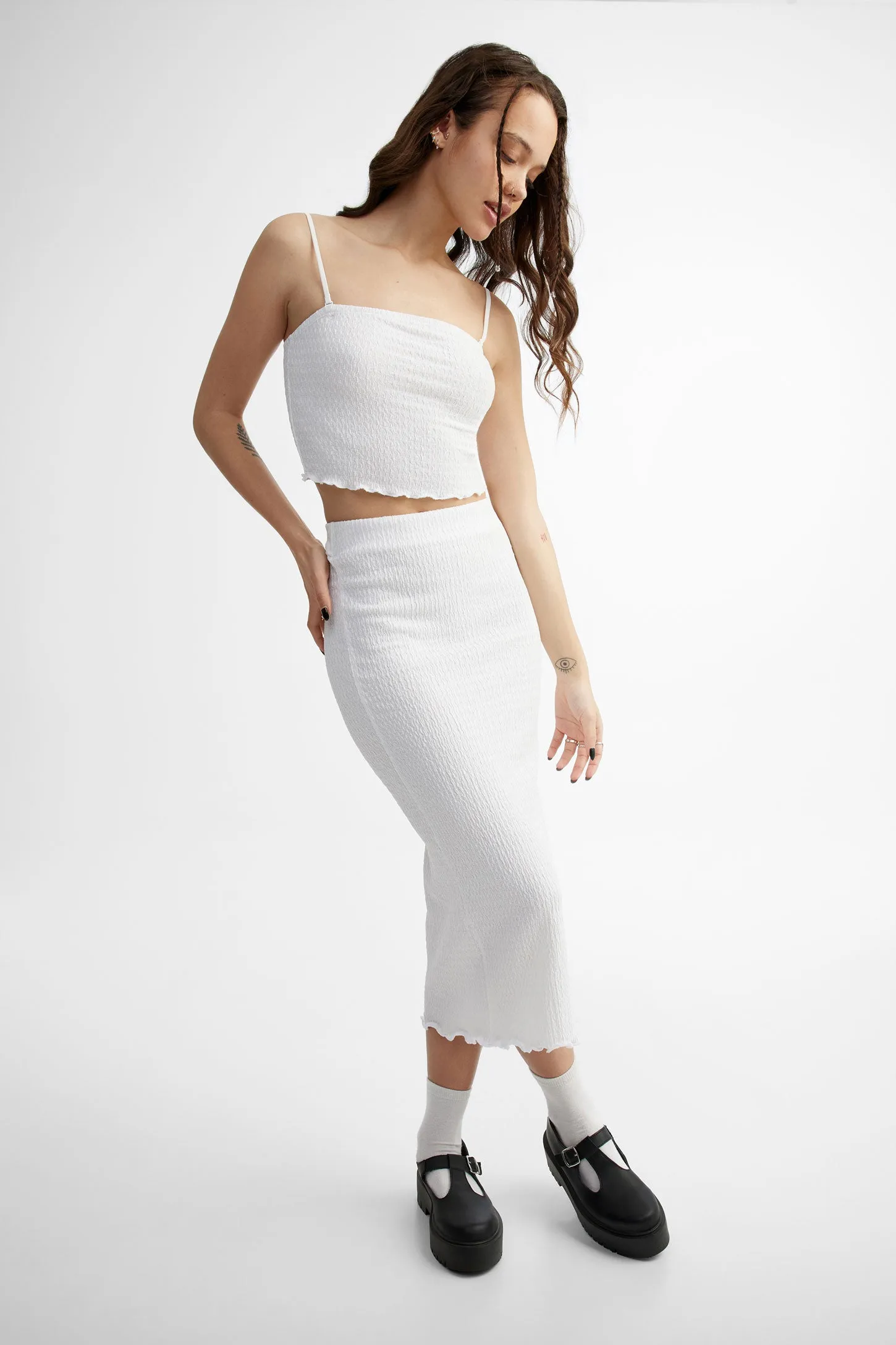 Camisole tube bretelles fines coupe écourtée - Femme