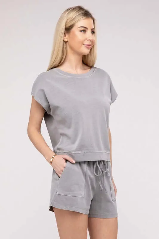 Casual Soft Top and Shorts Loungewear Set