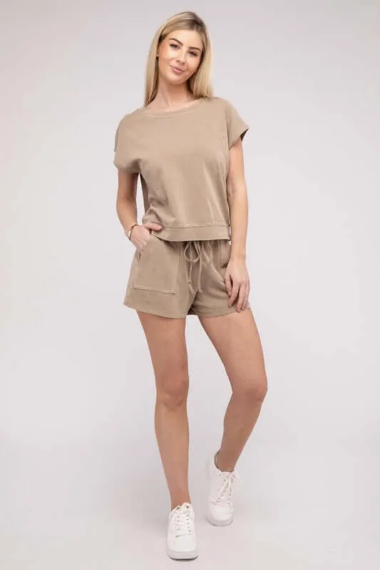 Casual Soft Top and Shorts Loungewear Set