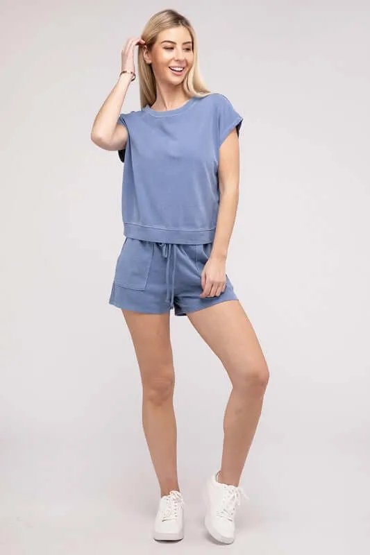 Casual Soft Top and Shorts Loungewear Set