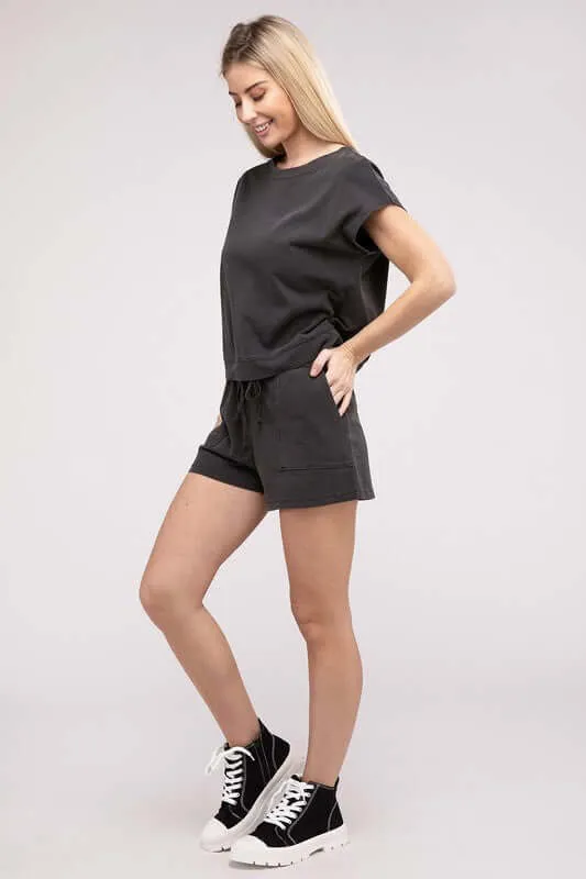Casual Soft Top and Shorts Loungewear Set