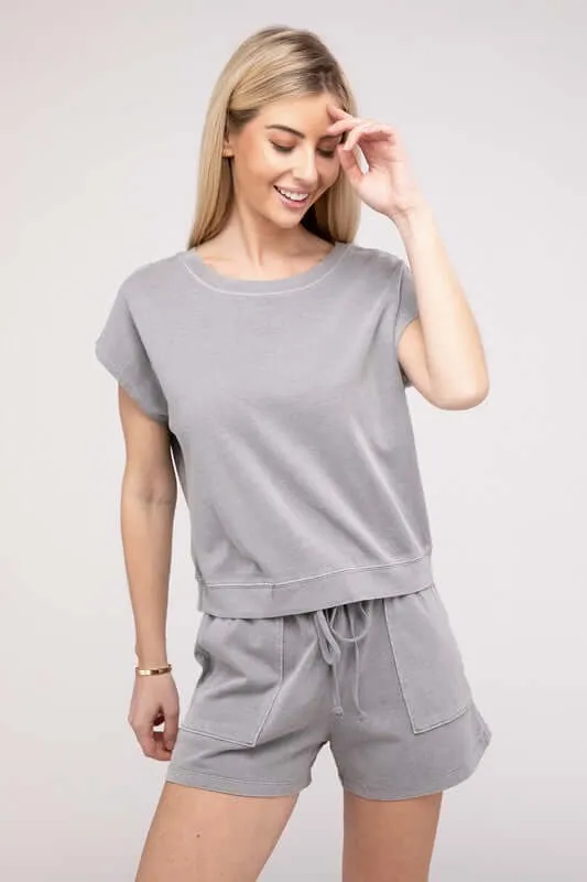 Casual Soft Top and Shorts Loungewear Set
