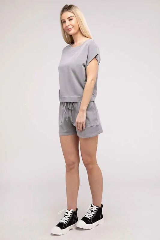 Casual Soft Top and Shorts Loungewear Set