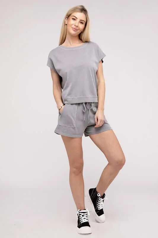 Casual Soft Top and Shorts Loungewear Set