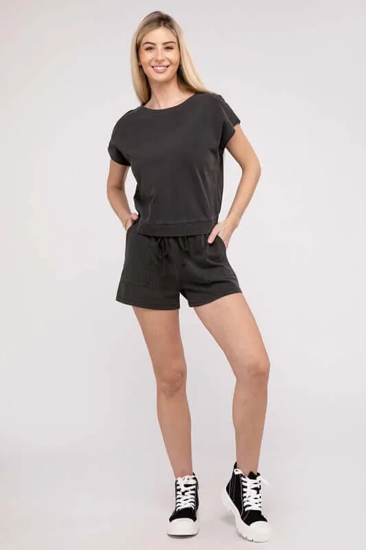 Casual Soft Top and Shorts Loungewear Set