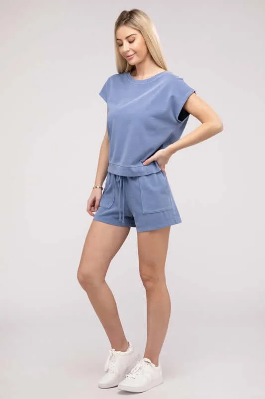 Casual Soft Top and Shorts Loungewear Set
