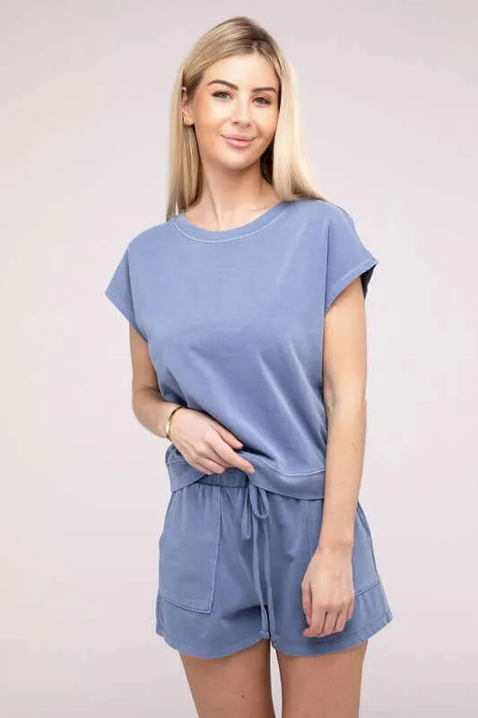 Casual Soft Top and Shorts Loungewear Set