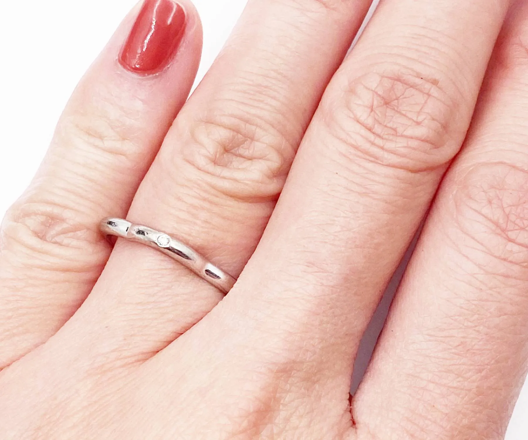 CHANEL 18k 750 White Gold Camellia 1 Diamond Ring