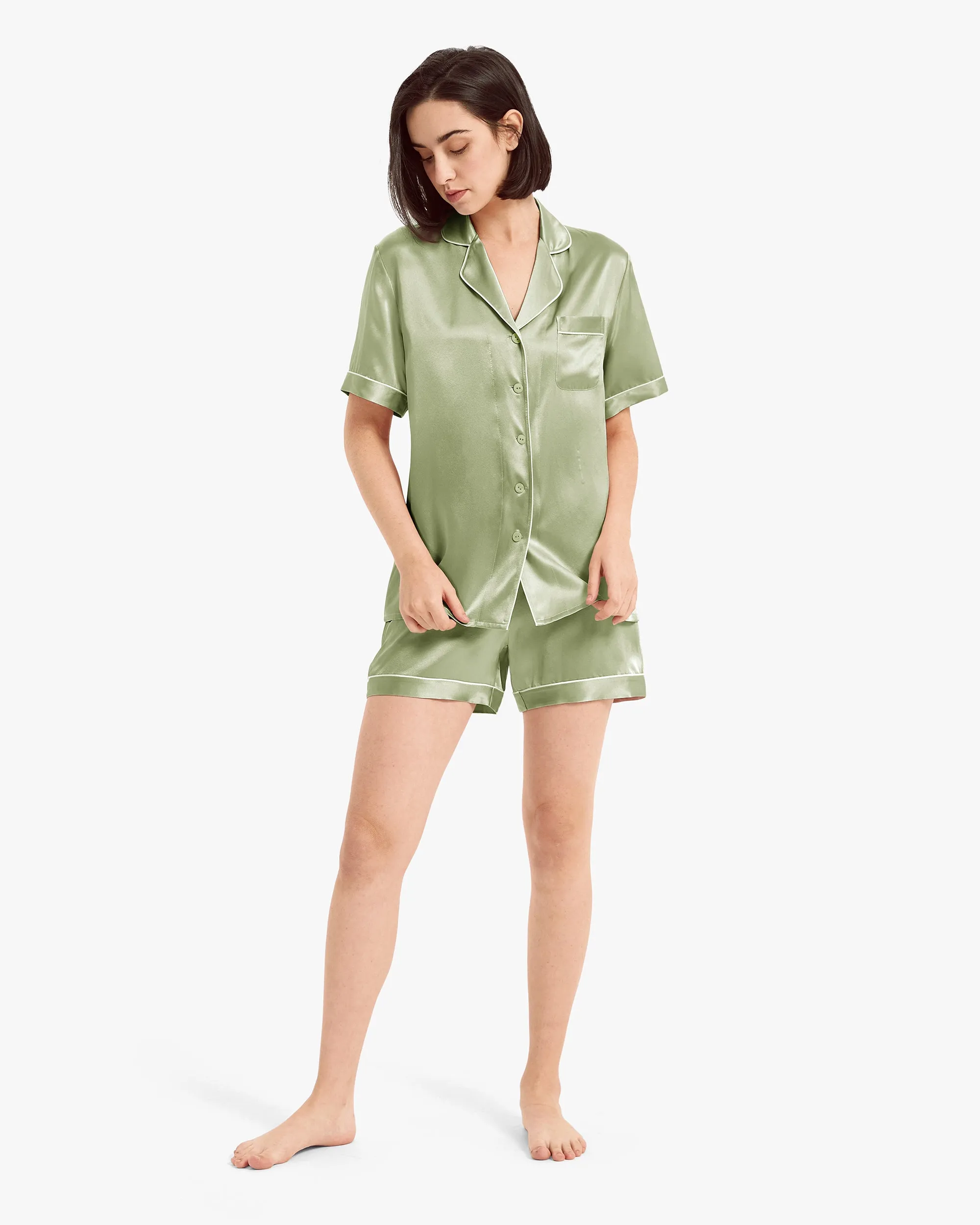 Clearance Elegant Silk Short Pajamas