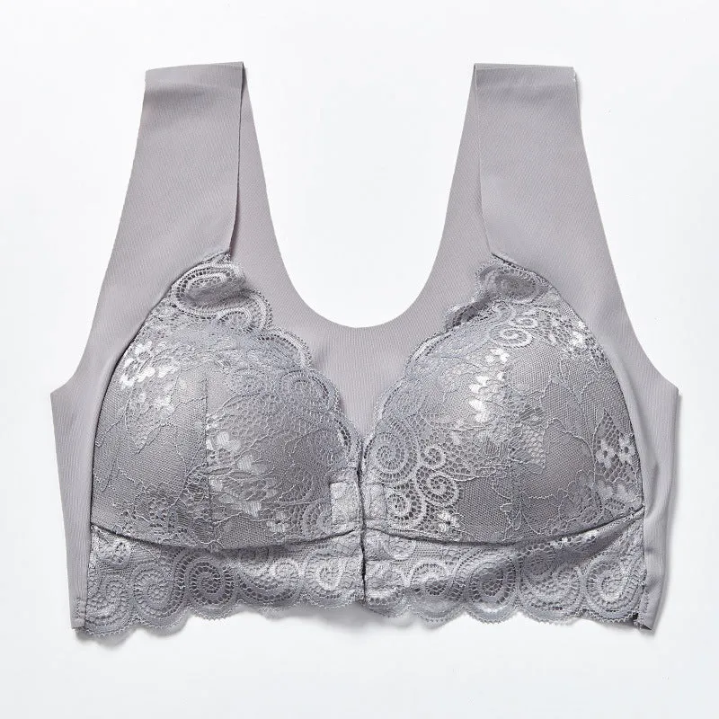 Comfortable Plus Size Backless Bra Lace Push Up Front Closure Bra