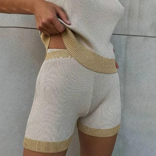 Comfy Knitted Loungewear Tank Top and Short Pajama Set