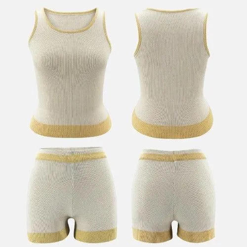 Comfy Knitted Loungewear Tank Top and Short Pajama Set