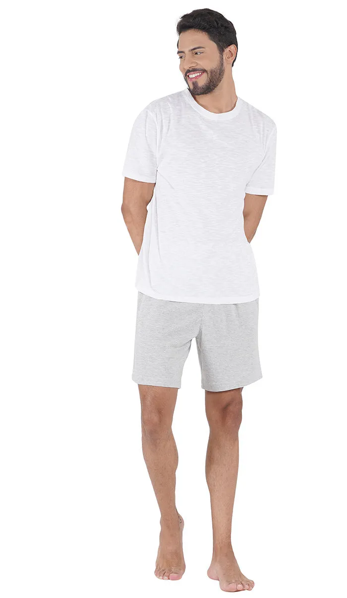Comfy Vibe | White T-shirt & Grey Shorts | Loungewear Set | 100% Cotton