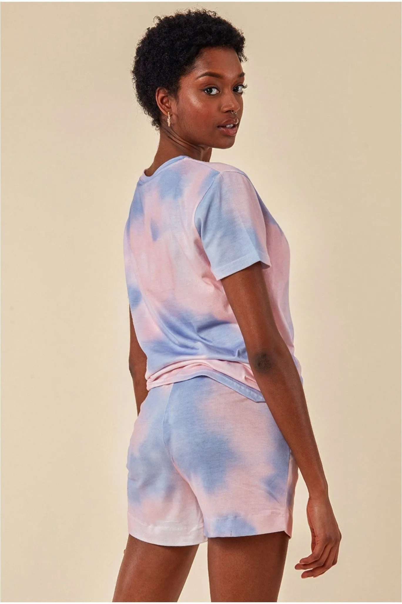 Cosmochic Tie-dye Oversized T-shirt & Short Set - Pink