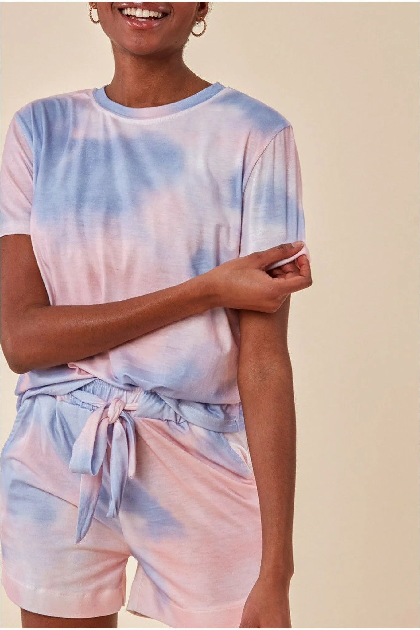 Cosmochic Tie-dye Oversized T-shirt & Short Set - Pink