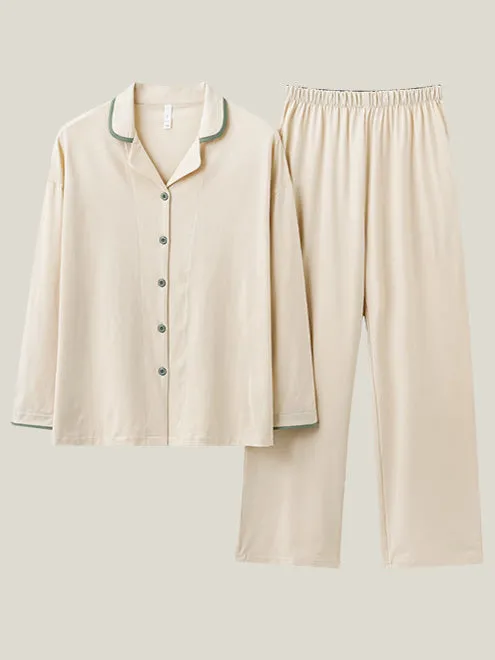 Cotton Long Sleeve Shirt Couple Pajama Set