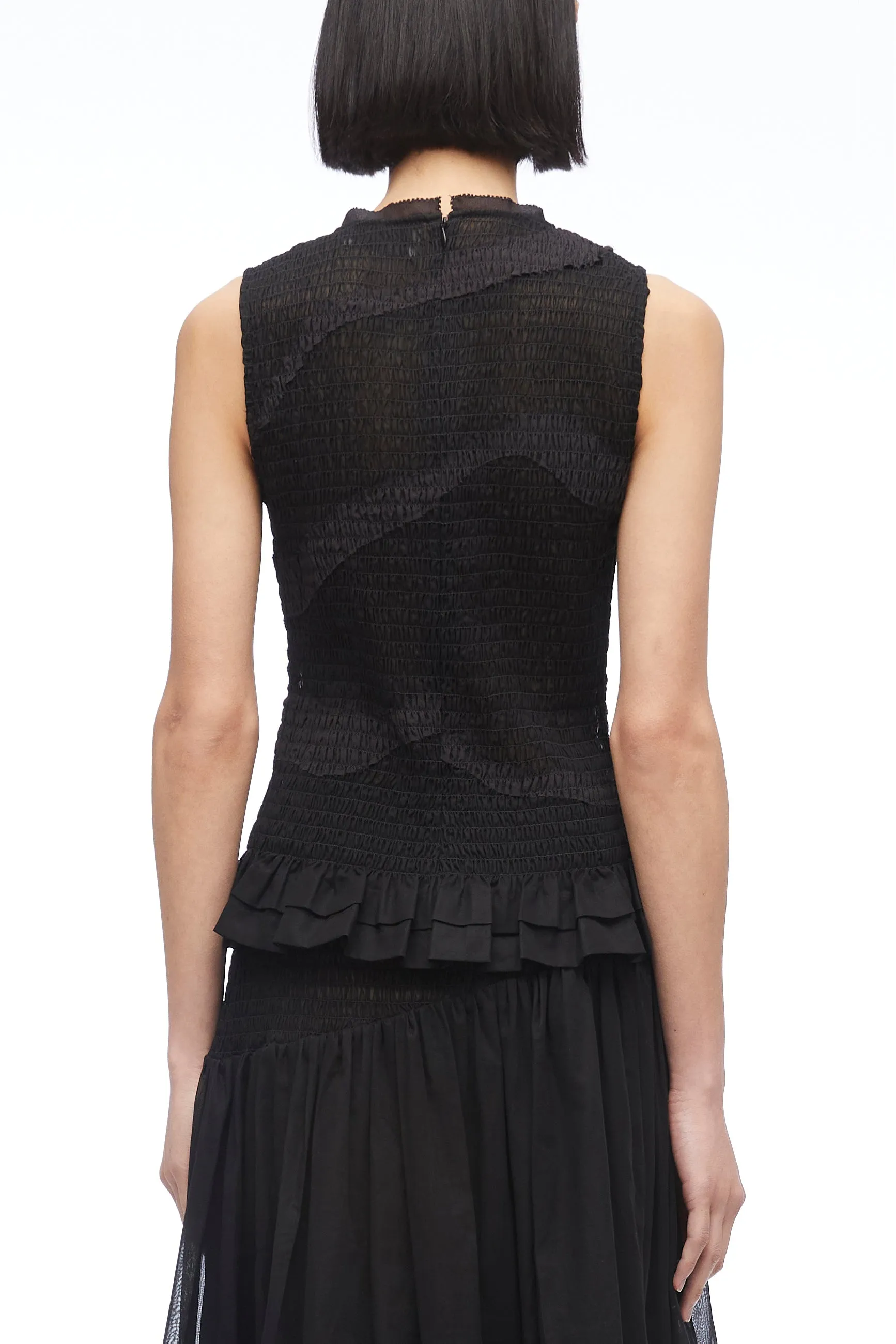 Cotton Voile Tank With Smocking