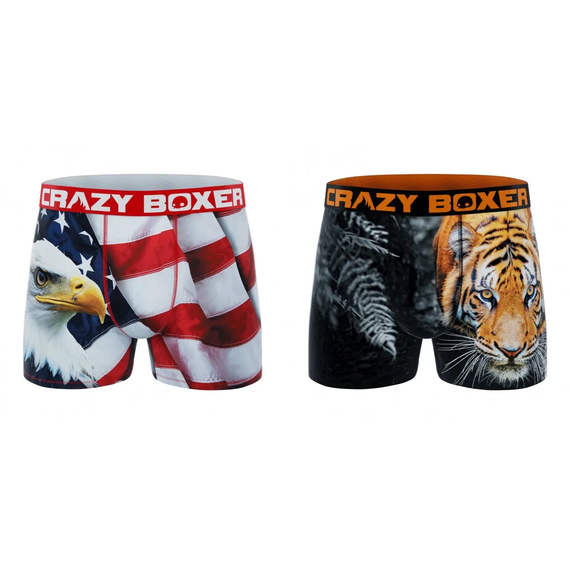CRAZYBOXER Outdoor Tiger Eagle Men's Boxer Briefs (2 pack)