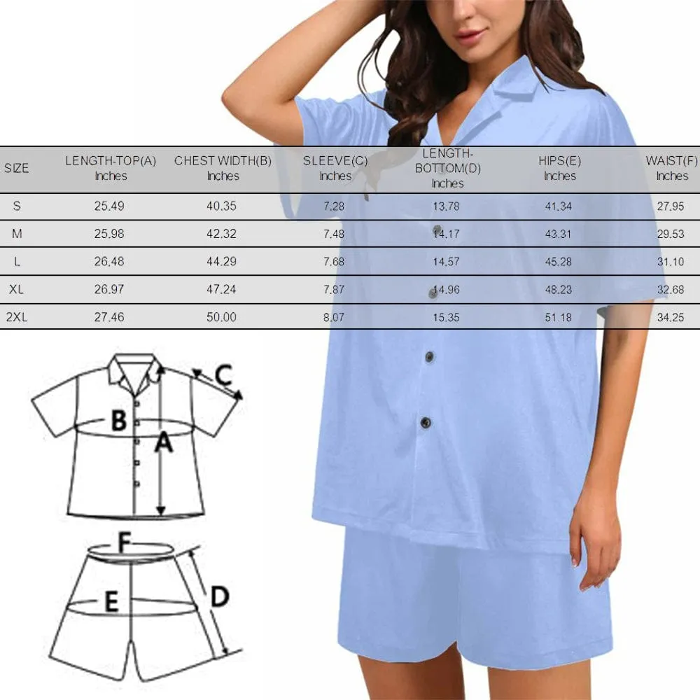 Custom Couples Pajamas Personalized Face Black White Couple Matching V-Neck Short Pajama Set