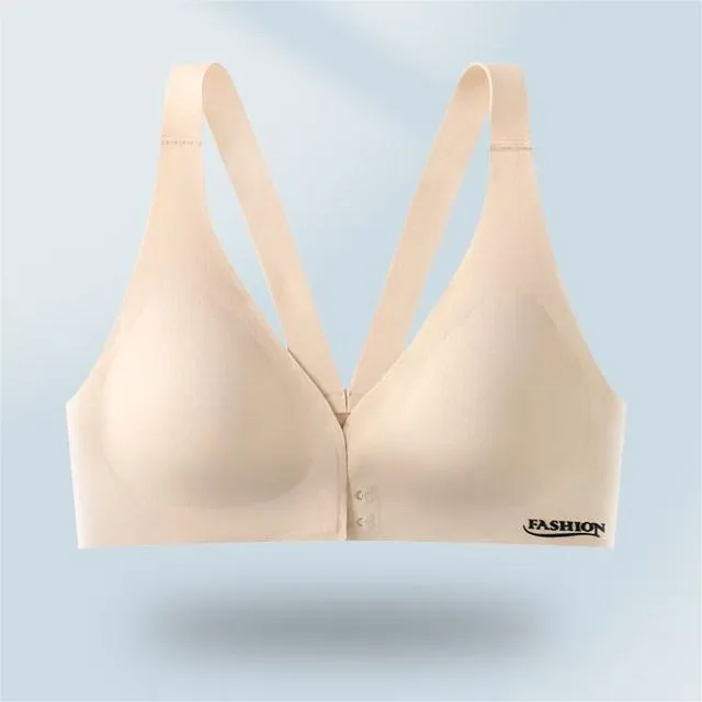 Deep V Minimizer Front Closure Push-up Wireless Bra Bra Cornsilk
