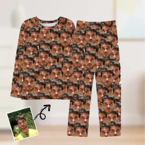 Dense Face Full Print Custom Long Sleeve Pajama Set