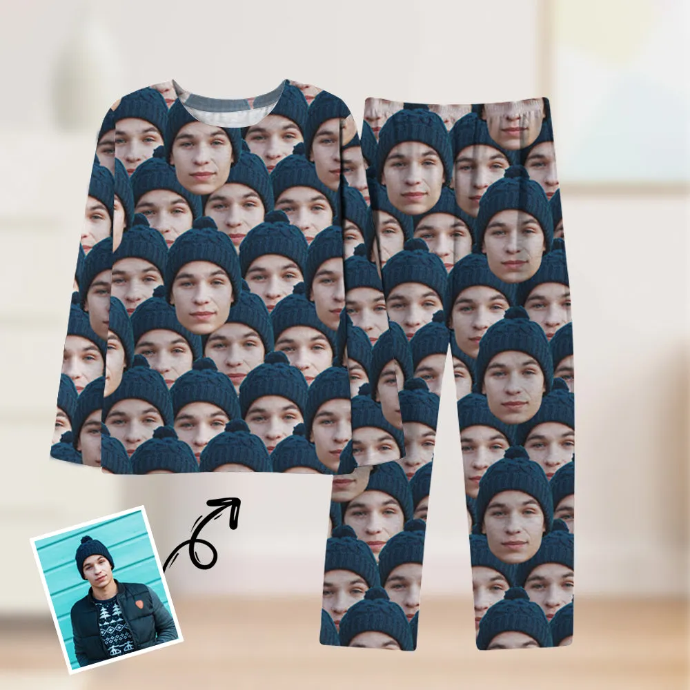 Dense Face Full Print Custom Long Sleeve Pajama Set