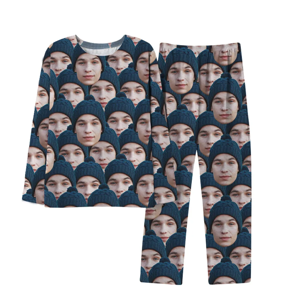 Dense Face Full Print Custom Long Sleeve Pajama Set