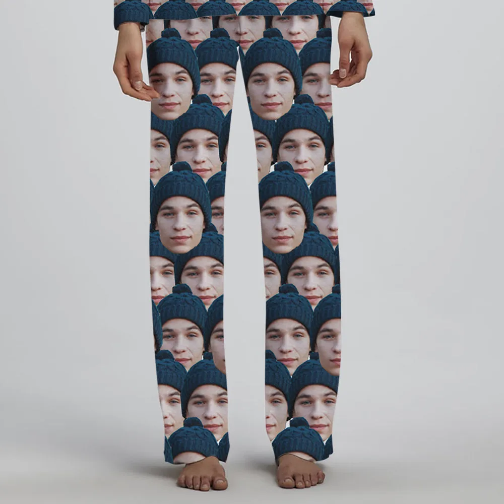 Dense Face Full Print Custom Long Sleeve Pajama Set