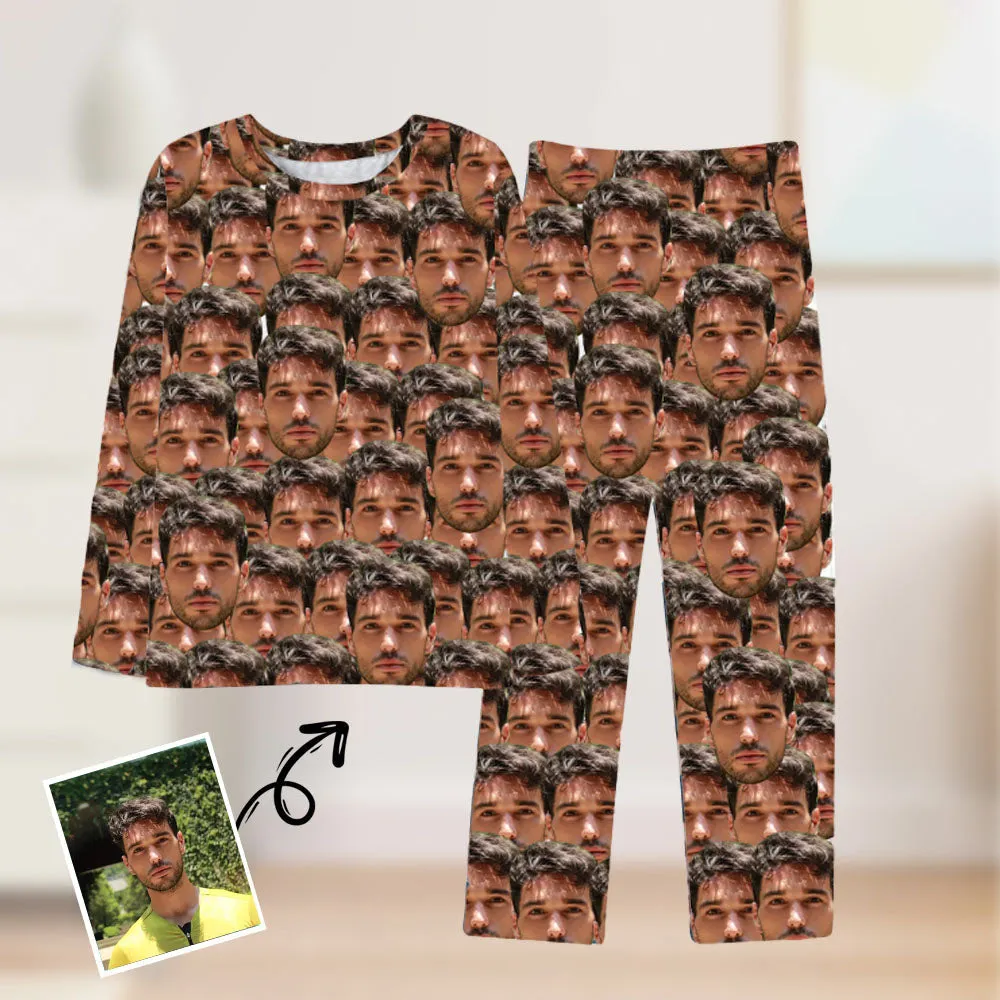 Dense Face Full Print Custom Long Sleeve Pajama Set