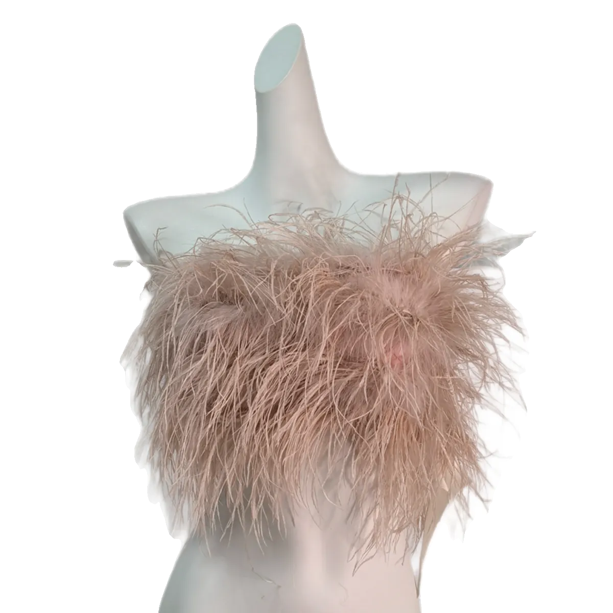 DOLLY Elegant Pink Fluffy Ostrich Feather Chic Tube Top-EMMA