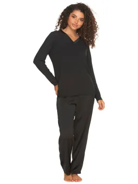 Elysees Long Sleeve Knot Top with Satin Tapered Pant Set
