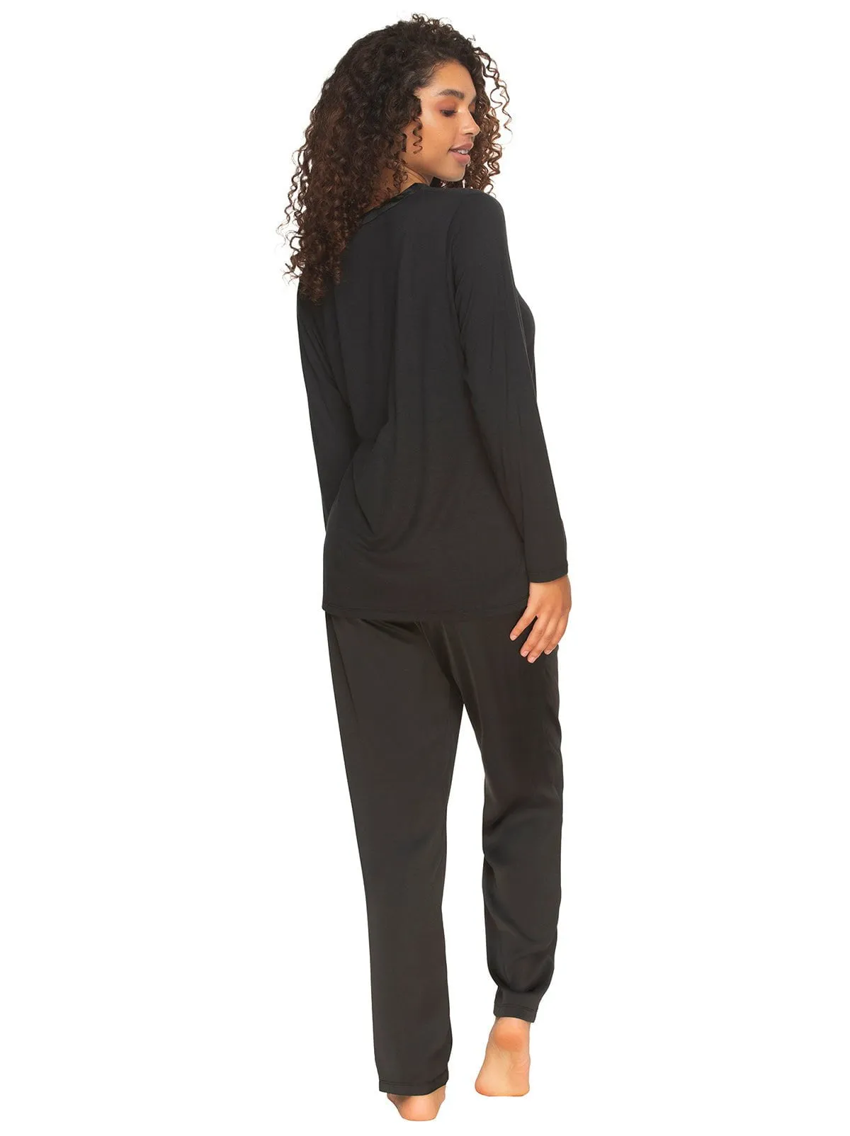 Elysees Long Sleeve Knot Top with Satin Tapered Pant Set