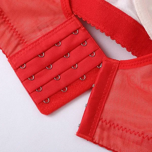 Embroidery Wireless Deep V Gather Push Up Bras