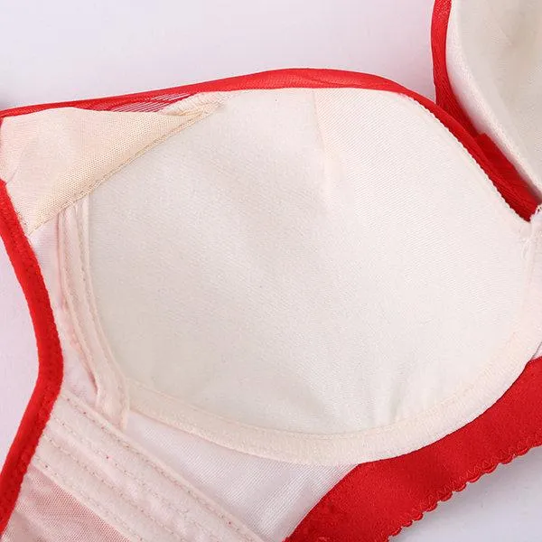 Embroidery Wireless Deep V Gather Push Up Bras