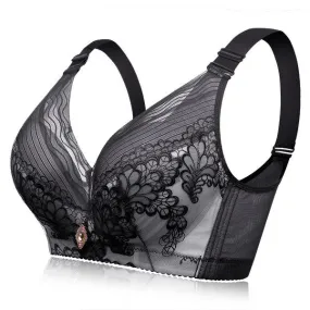 Embroidery Wireless Deep V Gather Push Up Bras